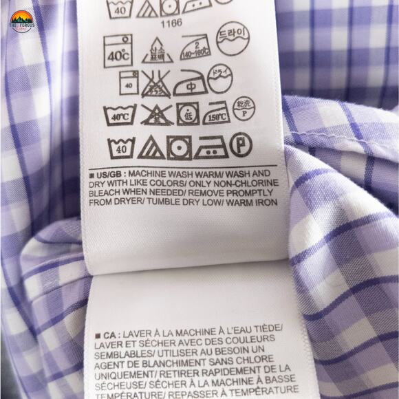 Banana Republic Dress Shirt Purple Plaid Classic Fit Long Sleeve Men's Large - Picture 10 of 10